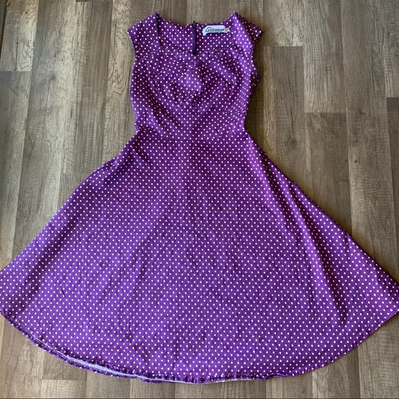 purple polka dot dress